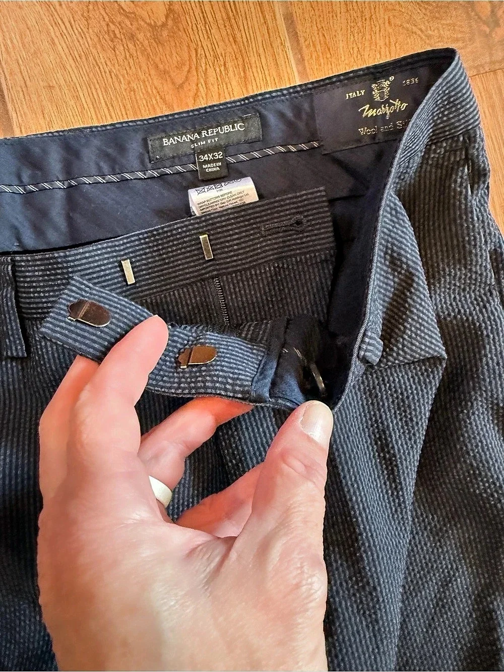 Banana Republic Napoli Men's Wool/silk seersucker Dress Pants Waist 34x32